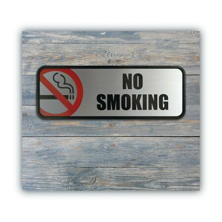 Cosco Office Sign, No Smoking, Brushed, Metal, 9X3, 9" Height, 3" Width, Metal 098207